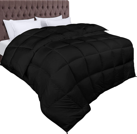 Utopia Bedding Comforter 200 x 200 cm, All-Season Duvet 370 GSM Filling, Breathable Sleep Blanket, Quilt, Super Soft Cozy (Black)