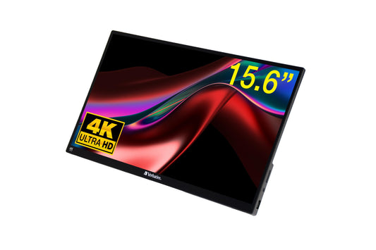 Verbatim Portable Touchscreen Monitor 4K, 15.6" mobile screen, portable HDR display for laptop, tablet, smartphone, PS5, or Nintendo Switch with USB-C and HDMI connection, black.