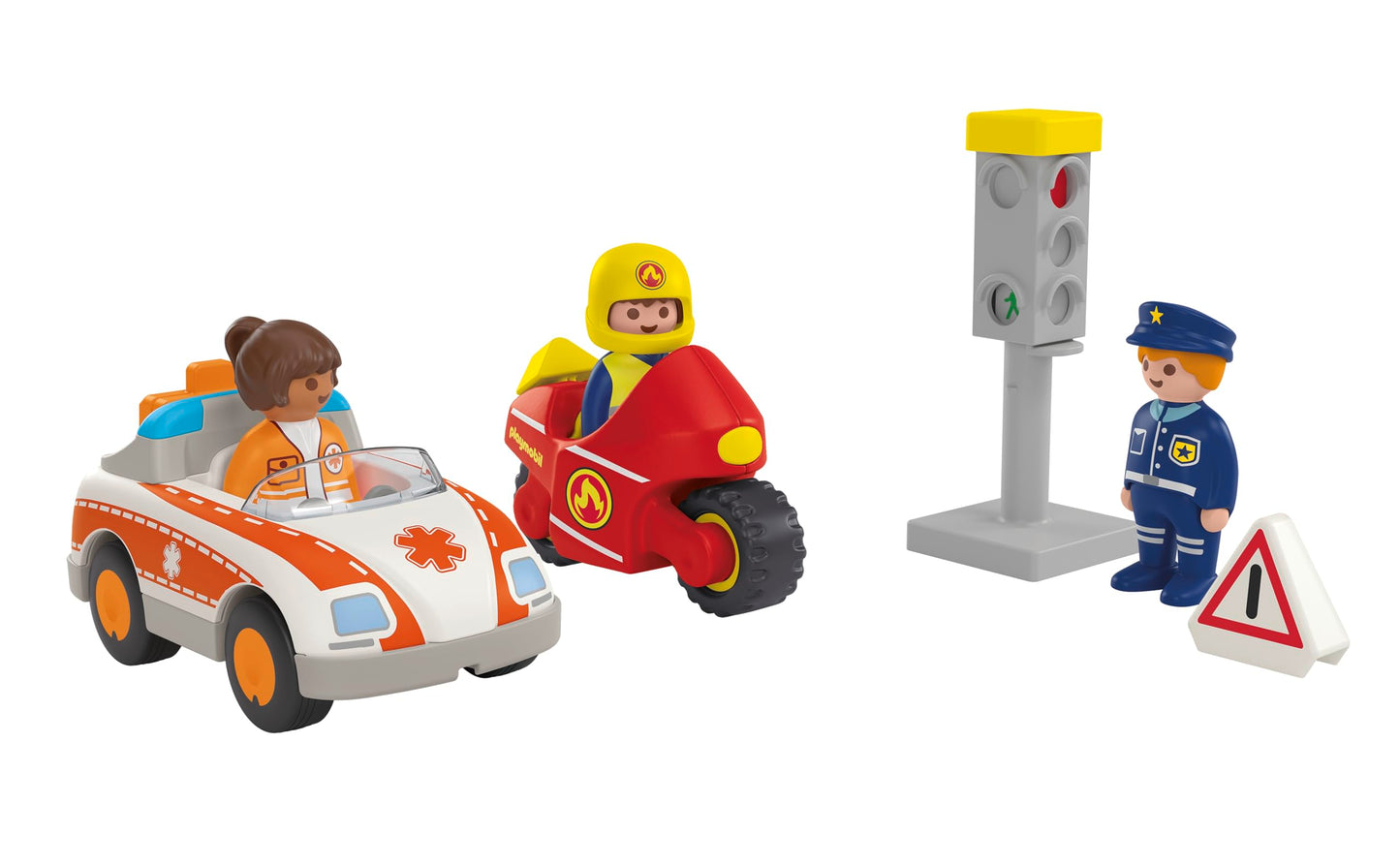 PLAYMOBIL JUNIOR | Everyday Heroes | sustainable toys for kids ages 1+ | includes doctor, firefighter, and police officer | 71692