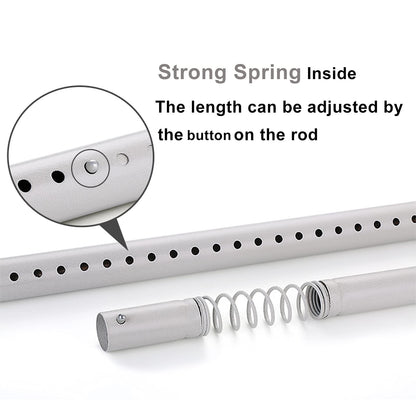 Telescopic rod without drilling, 128-177cm extendable stainless steel shower curtain rod for large windows/shower rooms (White-1, 128-177cm)