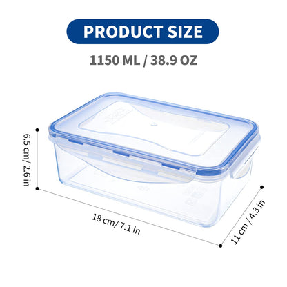 EASYLOCK 6PACK 1150ML plastic food containers set with lids, meal prep boxes, kitchen storage containers, microwave-safe food storage, rectangular freezer containers, airtight sandwich boxes.