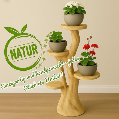 My-goodbuy24 flower stand, flower ladder, flower podium, flower stool - all made of solid Suar wood and featuring 4 shelves for plants and floral decorations.