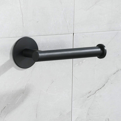 3-piece bathroom accessories set without drilling - matte black adhesive 30cm towel holder with toilet paper holder and towel hooks.