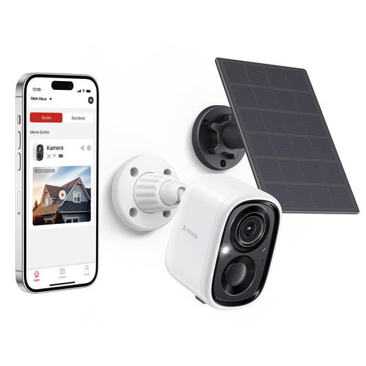 X-SENSE Outdoor Security Camera with Solar Battery, 5000mAh Battery WiFi Camera, Motion Sensor, Color Night Vision, 2-Way Audio, Cloud Storage, Spotlights, IP65 Waterproof, SSC0A 1080p
