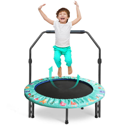 Trampoline for Kids Indoor Outdoor 91cm Small Mini Kids Trampoline Foldable without net Home Square Ground Trampoline for Indoors from 2 3 4 years Kids Green