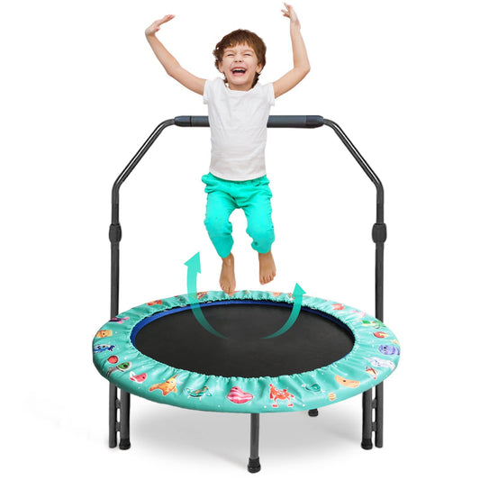 Trampoline for Kids Indoor Outdoor 91cm Small Mini Kids Trampoline Foldable without net Home Square Ground Trampoline for Indoors from 2 3 4 years Kids Green