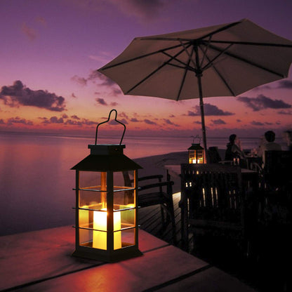 Solar lantern, Tomshine 2-pack solar lantern with candle light effect solar lamp for outdoor hanging decorative lighting for garden.