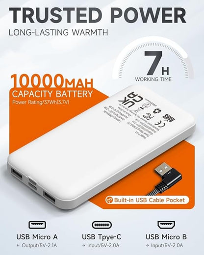 LABCOOL Heated Vest - Heated Vest for Men & Women - Made of soft fleece - USB heating with 10000mAh power bank - 6-zone heating with 3 temperature levels - machine washable