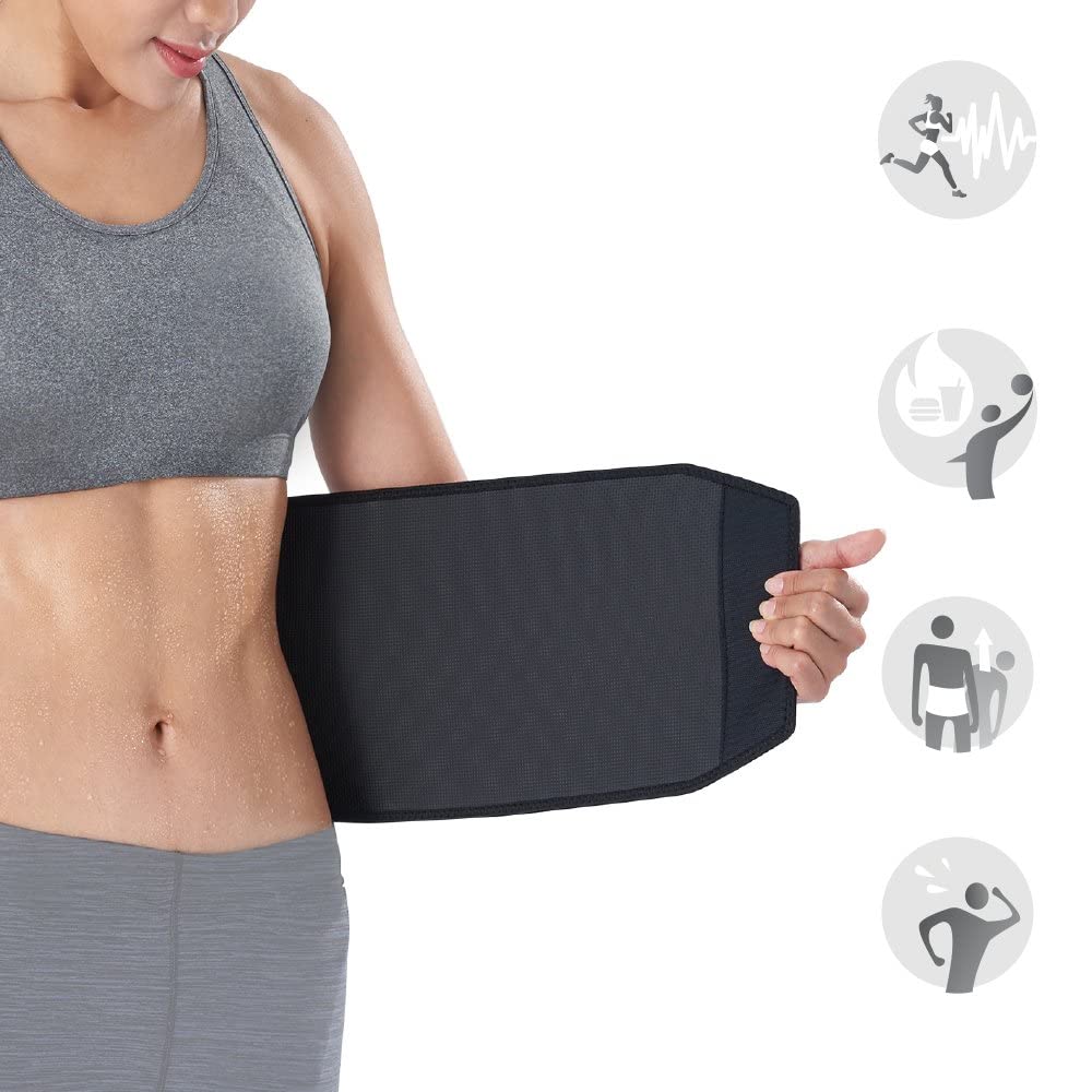 Bracoo waist trimmer belt for men and women, sweat belt for gym, sports, training, adjustable fitness belt, flexible neoprene waist belt, waist trainer for fitness training, SE22, S/M.