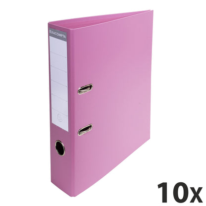 Exacompta 53755E 10-pack Premium PVC Binder Prem'Touch Pastel. 7 cm wide DIN A4 ring binder file folder office folder plastic folder slit folder Pink