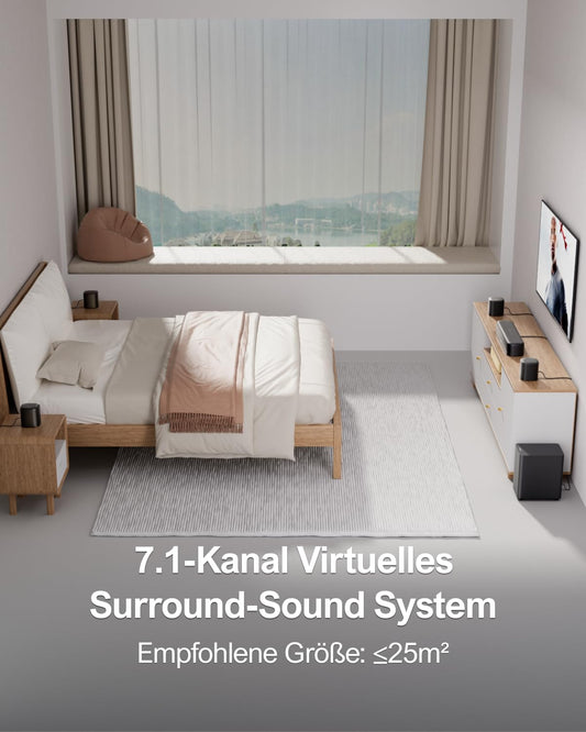 ULTIMEA 7.1ch Soundbar for TV devices, Surround Sound System for home cinema with app control, Soundbar with Subwoofer, 4 Surround Speakers, Sound system with adjustable EQ, Bluetooth 5.3, Aura A40