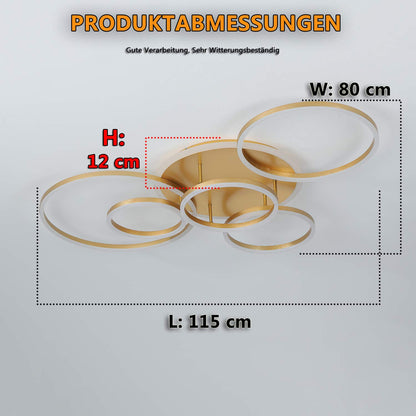 SENFAI LED ceiling light 115 cm ceiling lamp living room 3000K-6000K dimmable round 6 ring ceiling lamp with remote control, modern LED living room lamp with night light memory function kitchen lamp