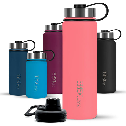 720°DGREE Stainless Steel Bottle 950ml "noLimit" - Leakproof, Carbonation Suitable, BPA-Free - Thermos Bottle, Insulated Bottle with Screw Cap for Sports, Fitness, Outdoor + Free Sports Lid