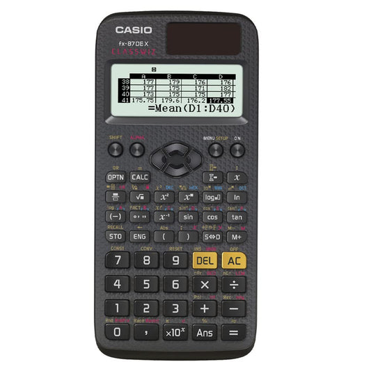 Casio ClassWiz FX-87DE X - technical scientific school calculator (593 functions, QR code function, LCD display) black
