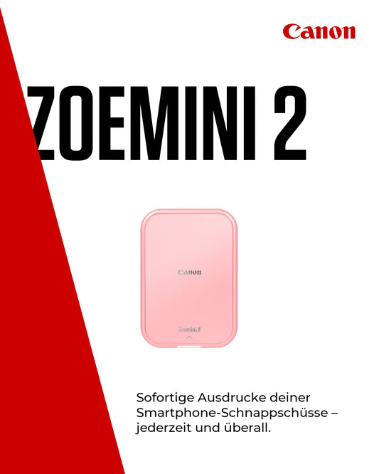 Canon Zoemini 2 Printer Set: Create and print memories anywhere - Compact, portable photo printer - Bluetooth 5.0 - Fast USB-C charging on the go (Rose Gold)
