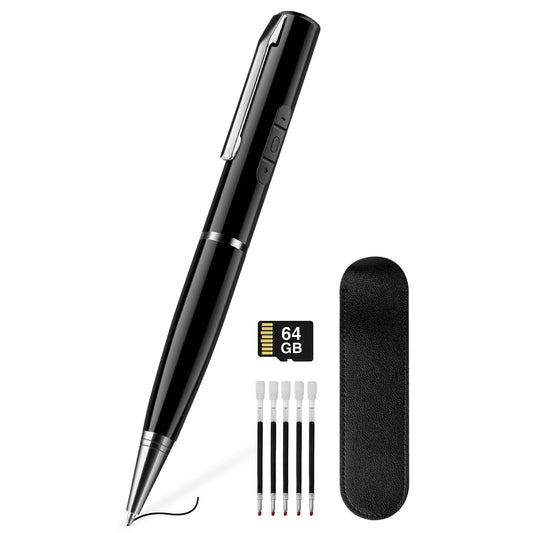 64GB voice recorder with 768 hours recording capacity, one-click recording, and 360° surround sound recording. Portable recording device for lectures, meetings.
