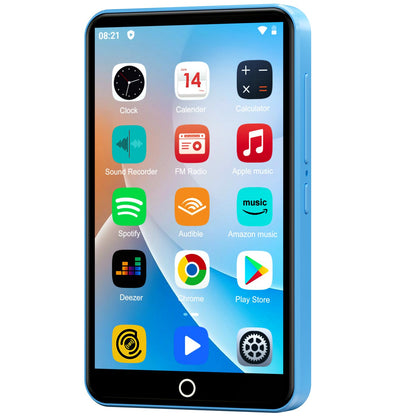 80GB MP3 player with Bluetooth and WiFi, MP3 & MP4 music player, Oilsky 4-inch 1080P touchscreen video player, portable Android Spotify player with Play Store app (Blue)