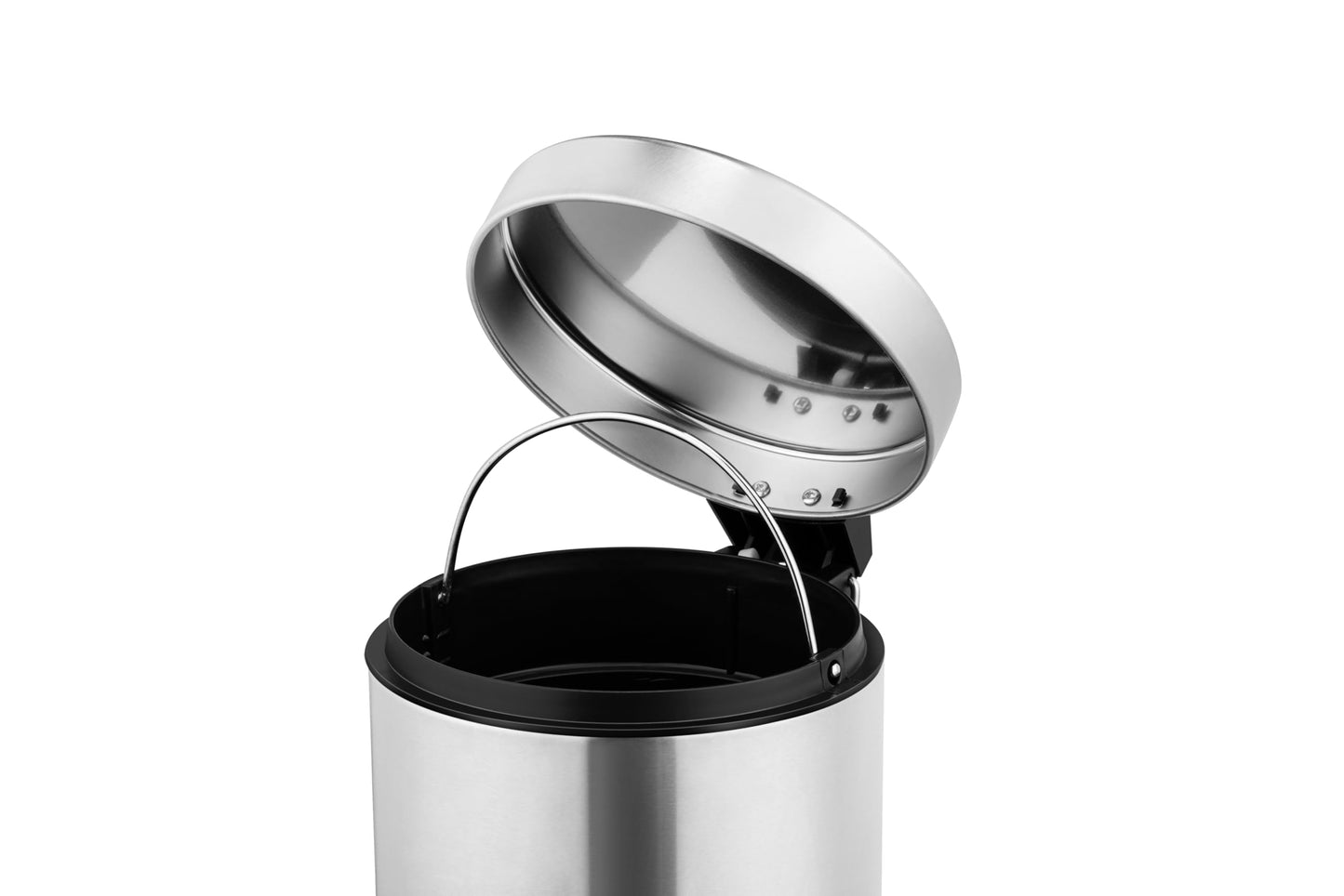 Linsar - Trash can - Stainless steel mini bathroom trash can with lowering mechanism, Silent toilet hygiene trash can with lid, Small toilet cosmetic trash can with swing lid (Steel)