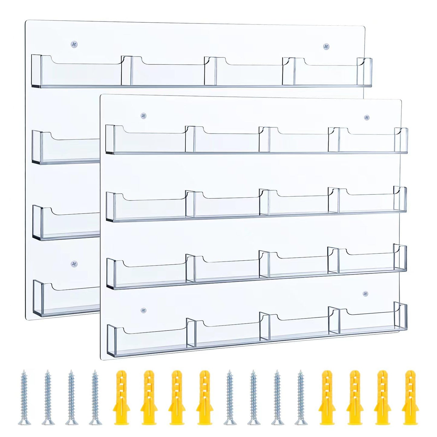 Keweni Acrylic Business Card Holder Wall Mount, Clear Sticker Display Rack Multiple clear acrylic card organizers Sticker display stand Pre-drilled index card storage 2PCS