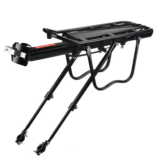 Bike rack 24-29 inch, Adjustable mountain bike luggage carrier, Universal lightweight aluminum alloy bicycle rack with a maximum load capacity of 100kg, Rear rack with reflector.