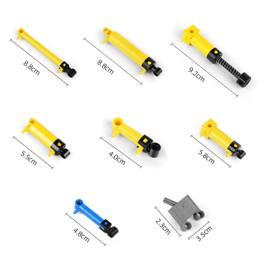 Mould King Pneumatic Kits with 10 types of pneumatic cylinders, MOC air pump piston pressure rods, 19-piece pneumatic accessory set suitable for crane truck/vehicle building block models.