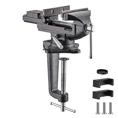 TEENO Vise Rotatable, Jaw Width 85 mm, Vise clampable with 360° Rotating Base, Made of Cast Steel, 800 kg