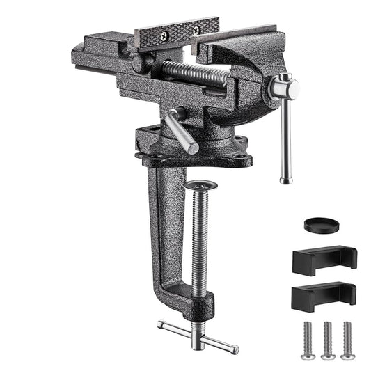 TEENO Vise Rotatable, Jaw Width 85 mm, Vise clampable with 360° Rotating Base, Made of Cast Steel, 800 kg