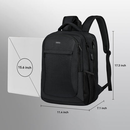 Voova Laptop Backpack 15 15.6 16 Inch, Men Women Waterproof Backpack for Work Business College School Travel Teenage Boys Backpack, Daypack with Laptop Compartment Large Notebook Bag Black