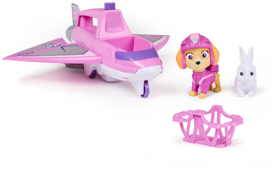 PAW Patrol Air Rescue - Skye's Rescue Plane with retractable claw and rescue basket, includes Skye figure and bunny (base vehicle), toy for children ages 3 and up.