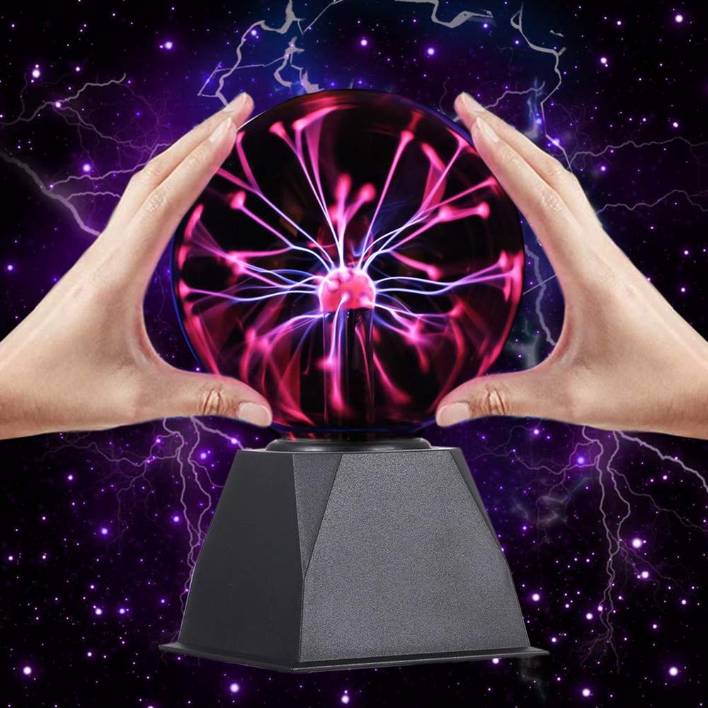 DELIPOP 6 Inch Magical Plasma Ball, Globe Sphere Light Touch and Sound Sensitive Plasma Ball Electrostatic Globe, 220V, Red Light