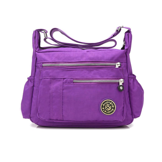 NICOLE & DORIS Women's Shoulder Bag Casual Crossbody Messenger Bag Nylon Dark Purple with Multiple Pockets Zipper Bag
