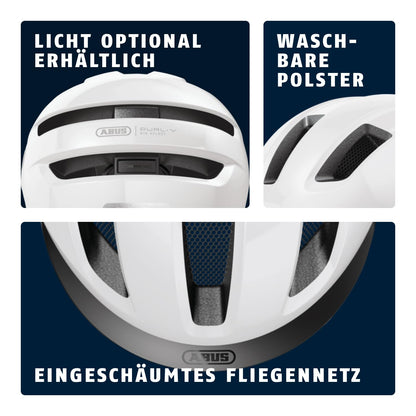 ABUS Bike Helmet PURL-Y - suitable for E-bikes and S-pedelecs - stylish NTA protective helmet for adults and teenagers - White, size M.