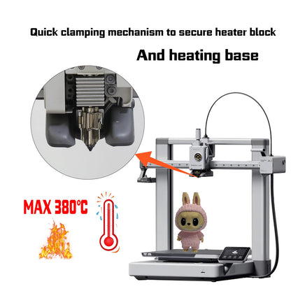 Hotend heating assembly for BambuLab A1/A1mini (not original), simple installation, rapid heating. Quick clamping mechanism secures heater block and heating base without tools.