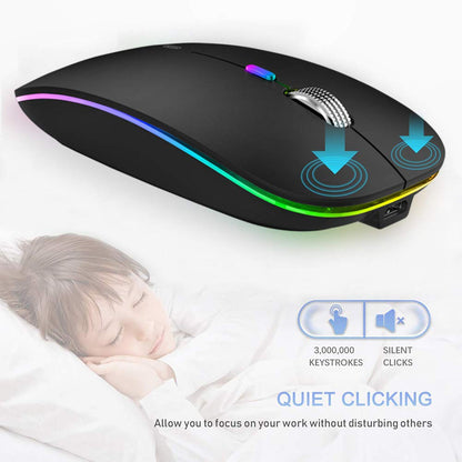 Uiosmuph Bluetooth Mouse Wireless, LED Wireless Mouse rechargeable Quiet 2.4GHz Wireless Optical Mouse with USB Nano Receiver for PC/Tablet/Laptop Computer (matte black)
