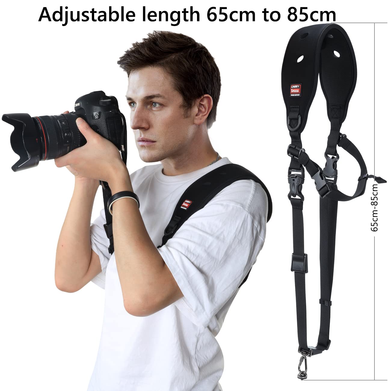 Airminti Camera Shoulder Strap and Hand Strap Set, secondary protection, adjustable, quick release, neoprene, black, camera strap for camera, camcorder with 1/4 inch tripod thread.