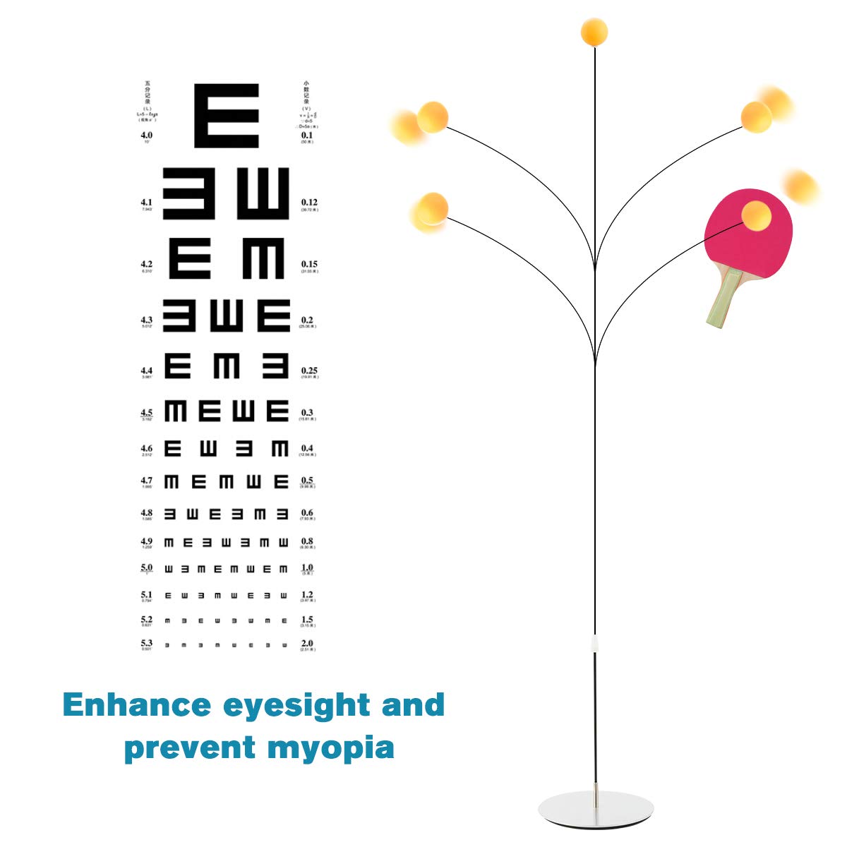 Surplex Table Tennis Trainer with Elastic Soft Shaft Height Adjustable With Rackets Practice Balls For Beginners Self-training Leisure Decompression Child Adult Indoor Outdoor Play