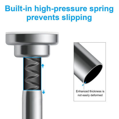 Telescopic rod - Extendable 155 to 260cm shower curtain rod without drilling adjustable clothes rod by twisting Adjustable, including 12 shower rings - Secure grip - Stainless steel shower rod