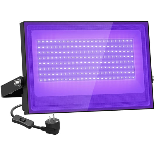 Onforu 100W LED Blacklight Floodlight, UV light with plug, IP66 waterproof, Blacklight lamp for fluorescence, Blacklight with switch, UV spotlight for bar, neon colors, party decoration