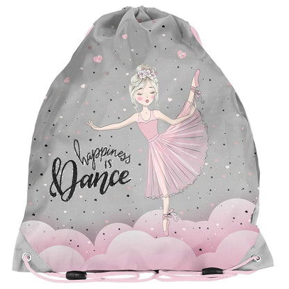 Familando girl's school backpack set Ballerina, 8-piece, ergonomic satchel with reflectors, from 1st grade with pencil case and sports bag (Ballerina)