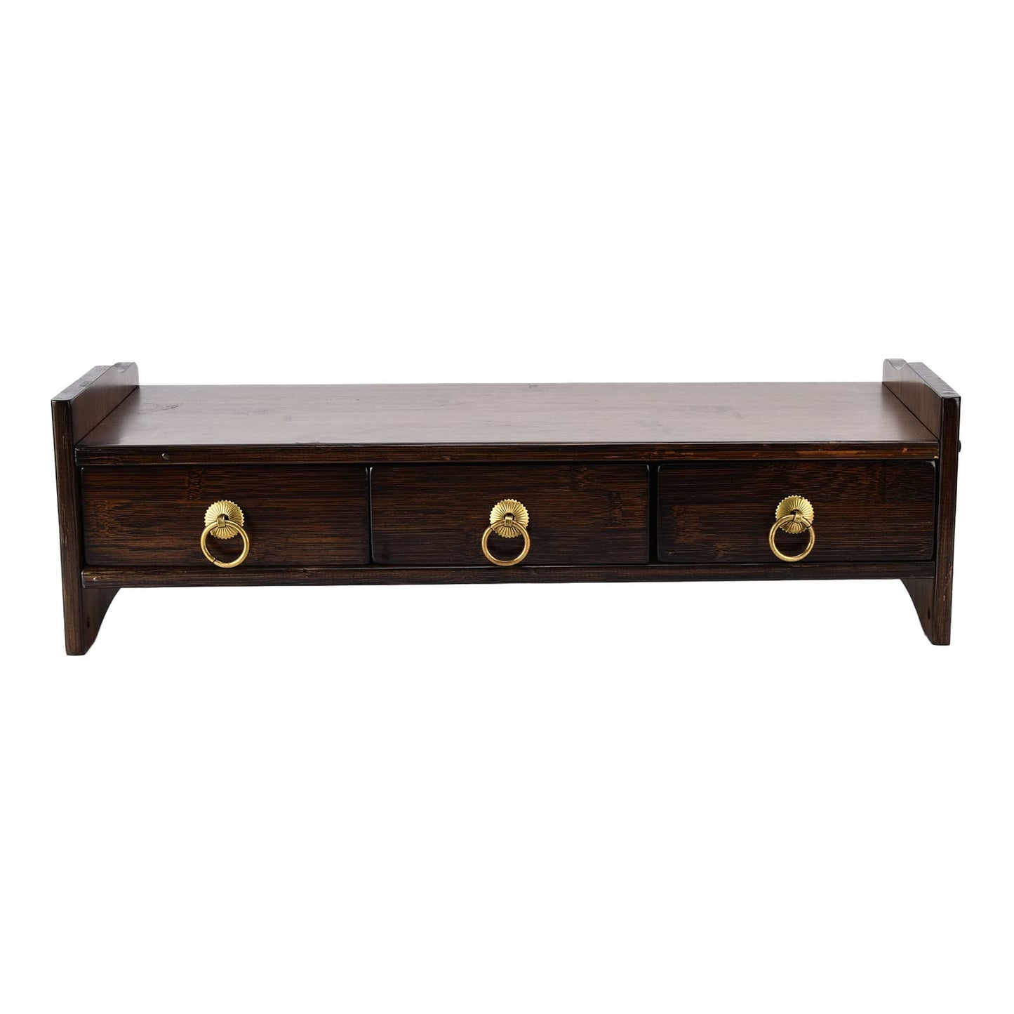 yangsense Monitor Stand, non-absorbent bamboo monitor stand with 3 drawers for studying at home office (walnut finish three drawers with back)