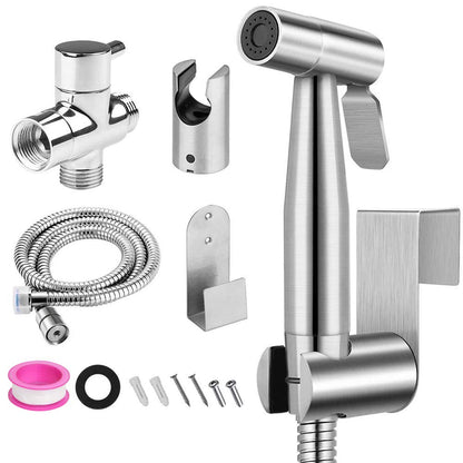 OOCOME Bidet Handheld Sprayer Toilet, Bathroom Bidet for Bidet Faucets WC Toilet with G1/2" T-Valve Stainless Steel Shower Head Bidet Sprayer Shower Spray for Bathroom, Toilet & Pets
