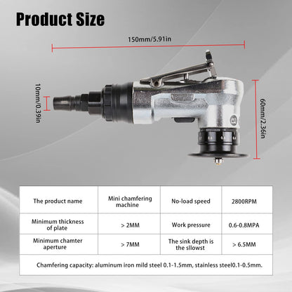 Pneumatic chamfering machine, mini handheld chamfering machine 45 degrees manual linear pneumatic chamfering trimming curved air tool with 1/4 inch air inlet for deburring.