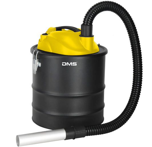 DMS® 2in1 Ash Vacuum 1200W Fireplace Vacuum for Fireplace - 20L Volume - Suction and Blowing Function with Hepa Filter and Pre-filter Ash Soot Vacuum for Fireplace Grill Oven metal-reinforced suction hose (Yellow)