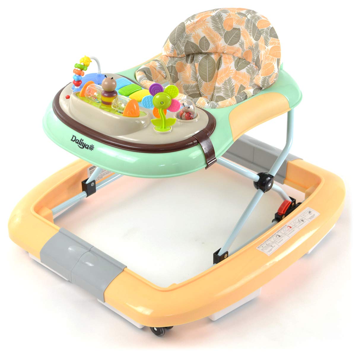 Daliya® BEBISTEP 4in1 play and walk learning car - baby walker with rocking function Walking aid Baby swing with music & game center & dining table (Yellow-turquoise)