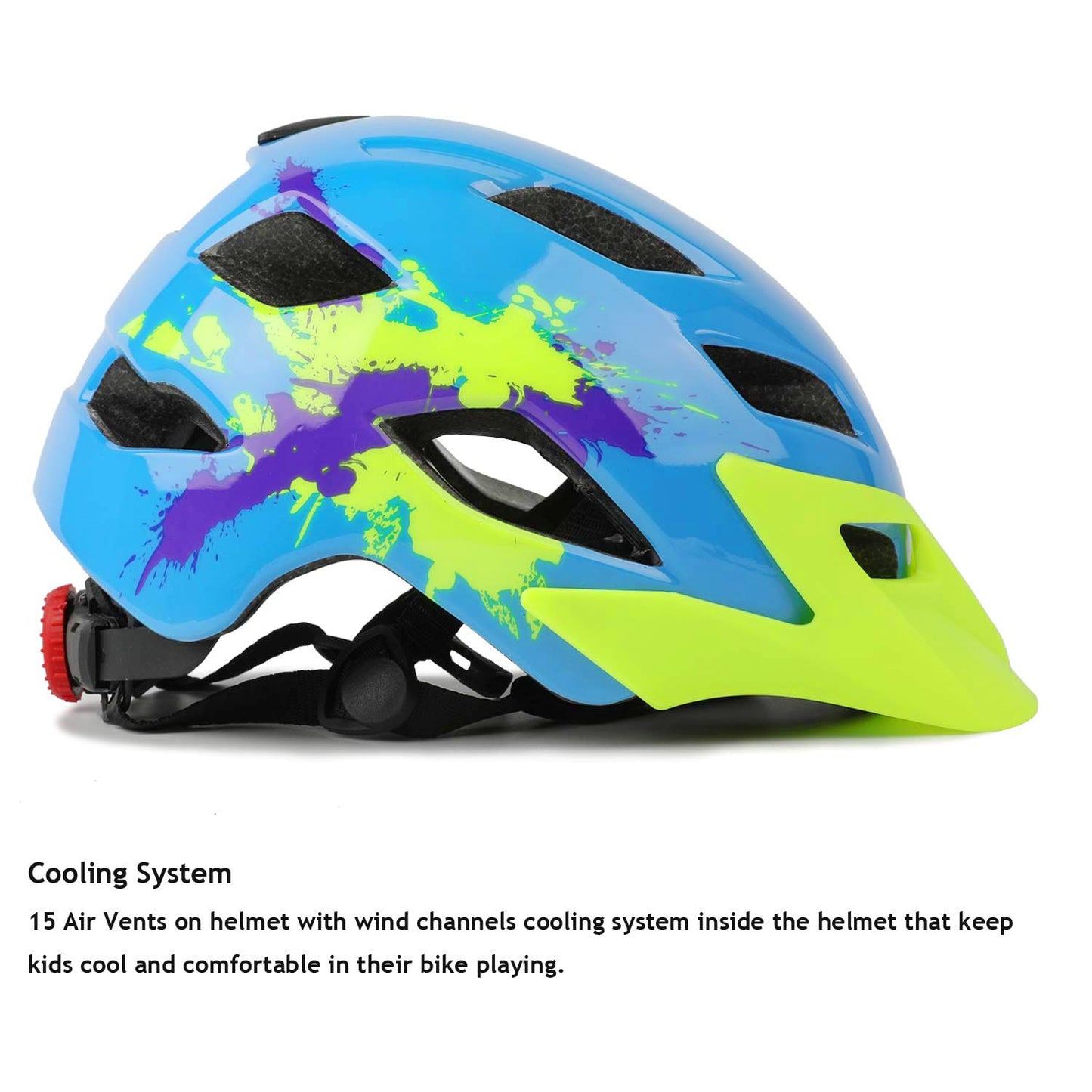 Exclusky kids bike helmet for boys and girls, suitable for BMX, skating, adjustable for ages 5-13, head circumference 50-57CM.
