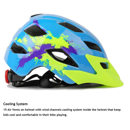 Exclusky kids bike helmet for boys and girls, suitable for BMX, skating, adjustable for ages 5-13, head circumference 50-57CM.