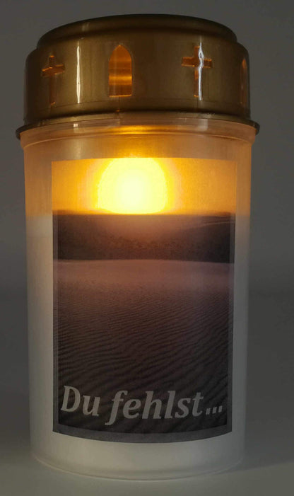 Grave lantern, grave lamp, stainless steel grave light with faceted glass panes including LED grave light 24 cm ... (brushed matte)