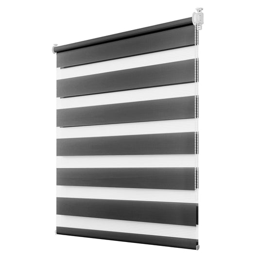 Deswell double roller blind clamp fix without drilling anthracite B110 x H140 cm (fabric width 106cm) blinds for windows without drilling for windows with translucent & blackout/height continuously adjustable
