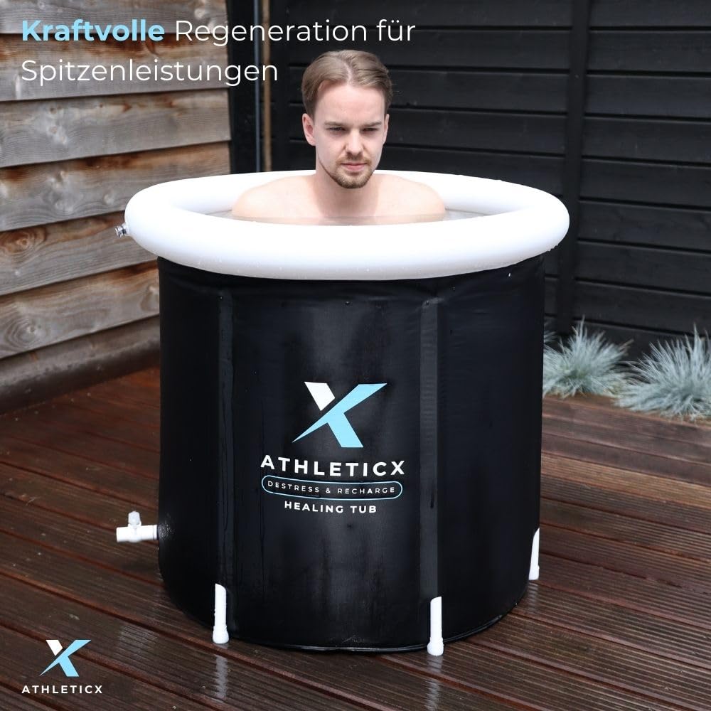Athleticx Premium Ice Bath XXL, Foldable bathtub for adults, Inflatable Ice Bucket for Athletes, Sitz bath - Including Insulating Cover, Lid, Storage Bag, and Hand Pump