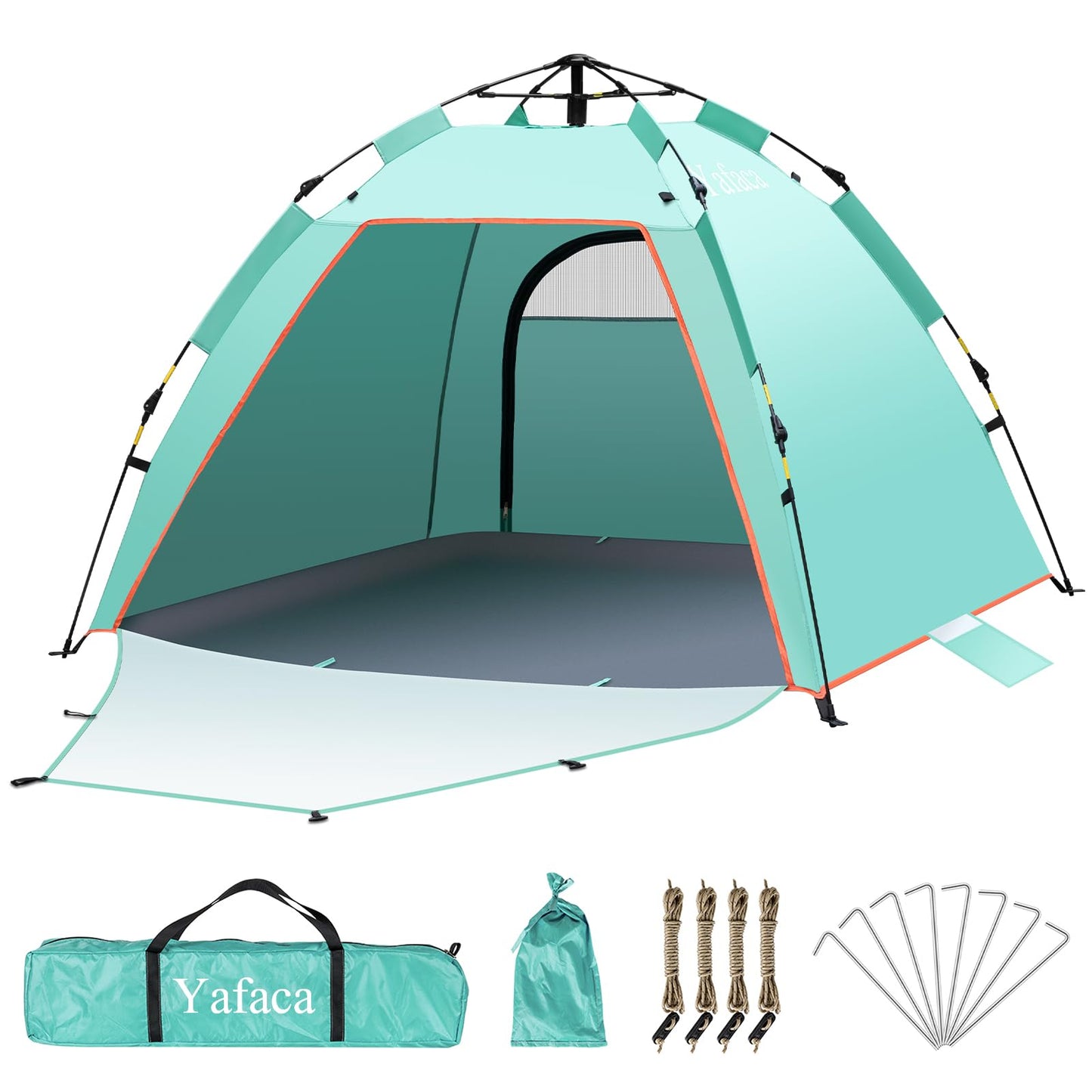 Yafaca Beach Shelter, 1-3 person automatic pop-up tent, large UV 50+ sun protection portable two-door lightweight pop-up beach tent for garden, fishing, picnic.